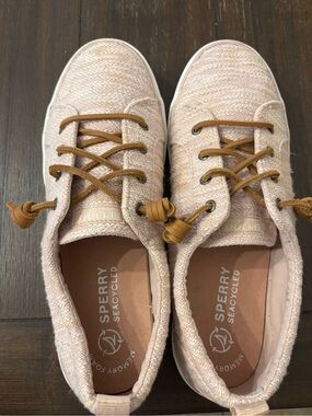 Sperry Women's Pink Slip On Sneakers with Tan Laces Women’s 11
